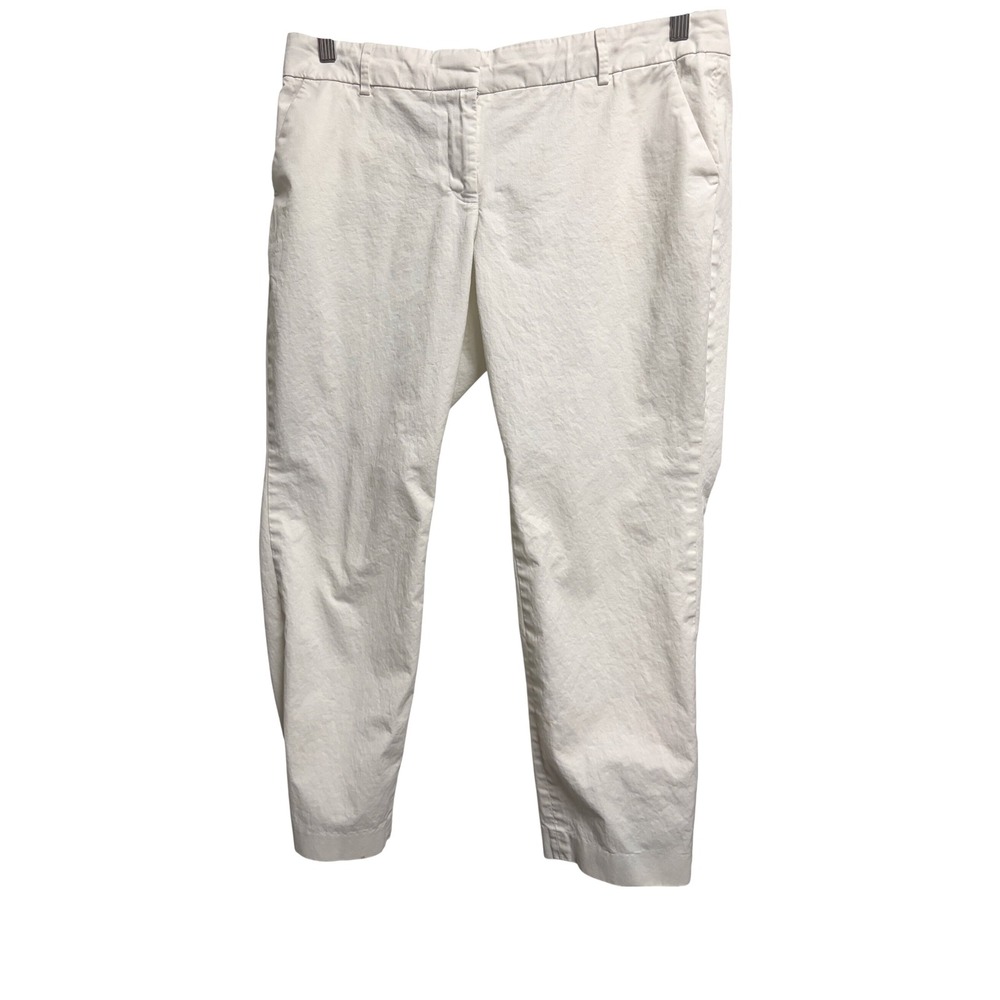 J.Crew Cafe Capri White Chino Pants Tapered Stretch 10